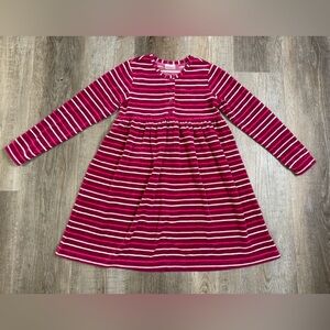 Hanna Andersson Signature Velour Playdress, Mulberry/Striped - Size 140 (VGUC)